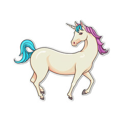 Obraz premium Unicorn cute sticker isolated on transparent background