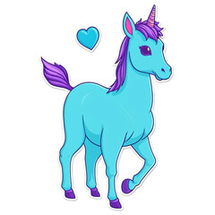 Fototapeta premium Unicorn cute sticker isolated on transparent background
