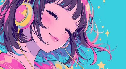 音楽を聴く女の子　AI