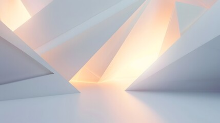 Obraz premium Minimal geometric white light background abstract design. 
