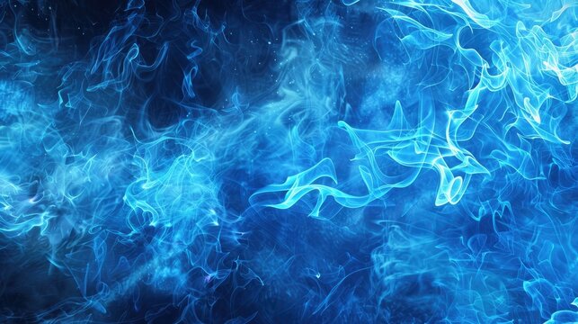 Abstract blue fire wisps swirling and creating an ethereal, dynamic texture. The movement of the smoke-like forms evokes energy and mystery.