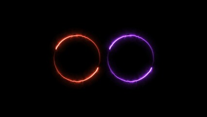 Abstract neon effect circle frame illustration background.