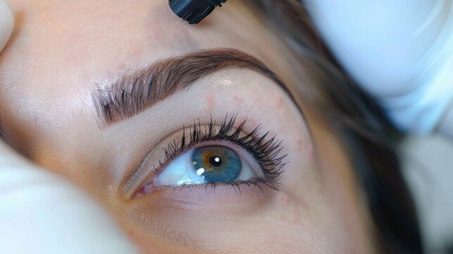 Applying Long Lasting Eyebrow Makeup with a Tattoo Machine Permanent Eyebrow Enhancement Procedure