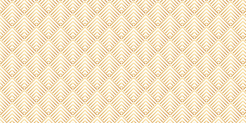 Overlapping Pattern Minimal diamond geometric waves backdrop abstract wave line. gold striped line seamless tile stripe overlap creative retro square line pattern background.
