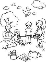 Family Picnic Coloring Page

