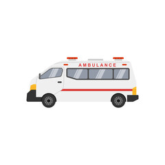 Ambulance car. Hospital transport medical care clinic. flat design ambulance cars with sirens in white background. Ambulance flat icon, medicine and healthcare, transport sign vector graphics
