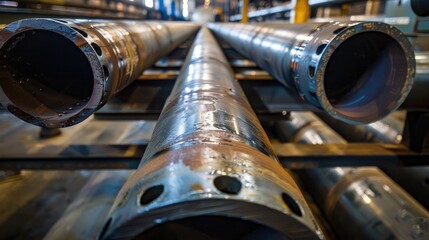 Naklejka premium Metal pipes for oil production viewed in sections