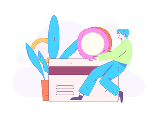 Online shopping payment security character flat vector concept operation hand drawn illustration
