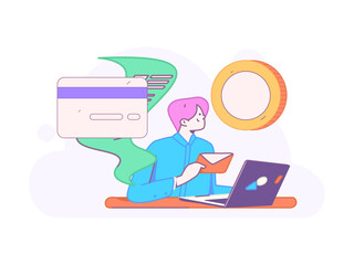 Online shopping payment security character flat vector concept operation hand drawn illustration
