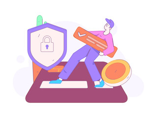 Online shopping payment security character flat vector concept operation hand drawn illustration
