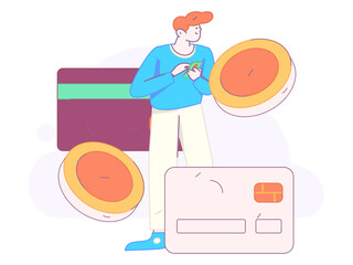 Online shopping payment security character flat vector concept operation hand drawn illustration
