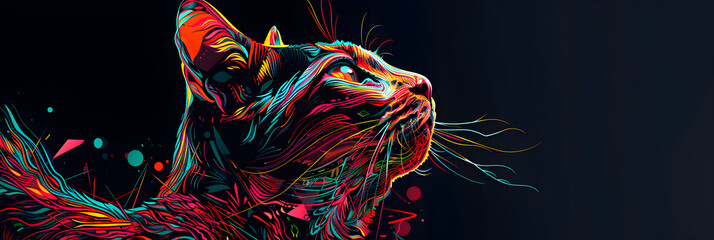 Geometric Cat Silhouette: A Fusion of Nature and Art in Digital Illustration