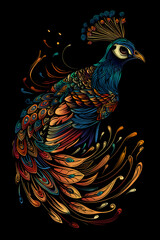 Fototapeta premium Illustration of Epic Peacock in abstract style
