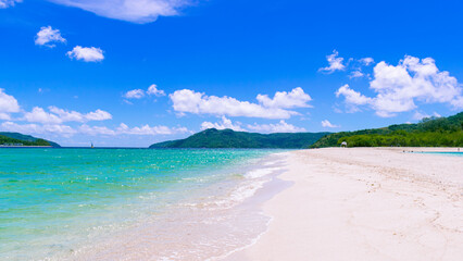 Bonbon Beach white sand on a sunny day. Romblon Island, Philippines