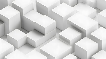 Obraz premium Random shifted white cube boxes block background wallpaper banner with copy space. 
