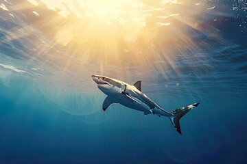 Fototapeta premium Great white shark swimming