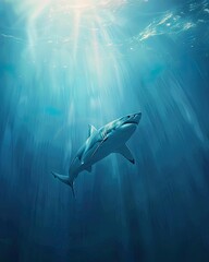 Obraz premium Great white shark swimming