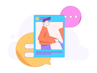 Communicate with consultants flat vector character concept operation hand drawn illustration
