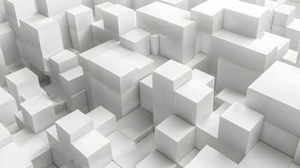 Random shifted white cube boxes block background wallpaper banner with copy space. 