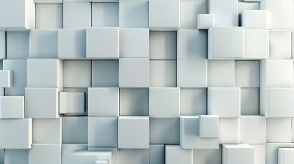 Random shifted white cube boxes block background wallpaper banner with copy space. 