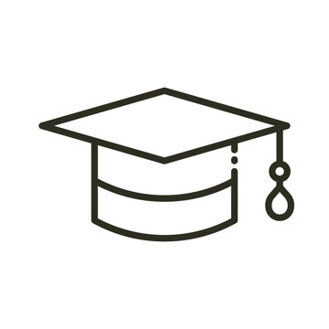 recommend clip art: Graduated student hat outline icon. Graduate education vector icon illustration image