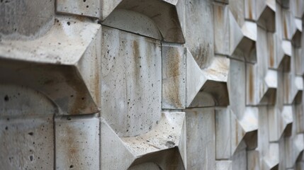 Ceramic tiling close up on the historic brutalist communist architecture
