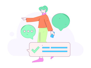 Communicate with consultants flat vector character concept operation hand drawn illustration
