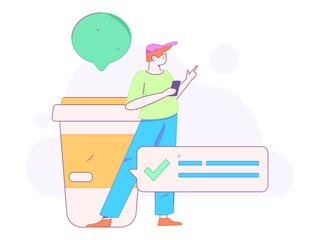 Communicate with consultants flat vector character concept operation hand drawn illustration
