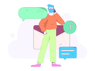 Communicate with consultants flat vector character concept operation hand drawn illustration

