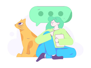 Communicate with consultants flat vector character concept operation hand drawn illustration
