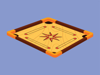 Wooden Carrom Board Game Vector Illustration Carrom game icon Indian carrom board game with pawn