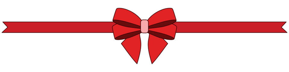 red bow with ribbon gift  Packing presents for birthday, new year and Christmas. Promotion and Discount flat illustration.