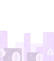 Vertical border with high-rise buildings and trees illustration