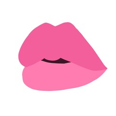 Pink slightly turned lips in simple style, illustration