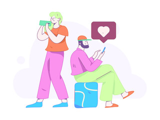 Communicate with consultants flat vector character concept operation hand drawn illustration
