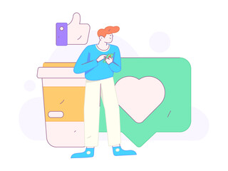 Communicate with consultants flat vector character concept operation hand drawn illustration
