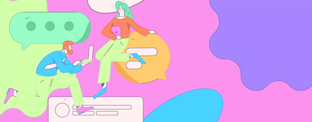 Communicate with consultants flat vector character concept operation hand drawn illustration
