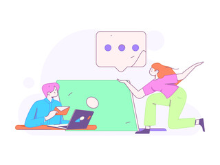 Communicate with consultants flat vector character concept operation hand drawn illustration
