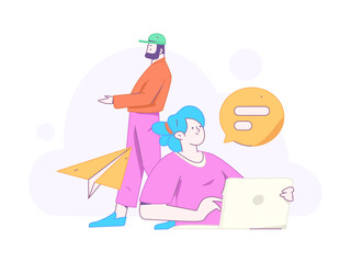 Communicate with consultants flat vector character concept operation hand drawn illustration
