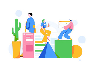 Communicate with consultants flat vector character concept operation hand drawn illustration
