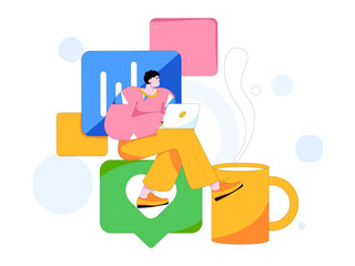 Communicate with consultants flat vector character concept operation hand drawn illustration
