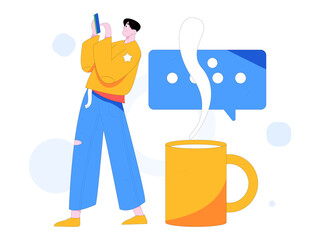 Communicate with consultants flat vector character concept operation hand drawn illustration
