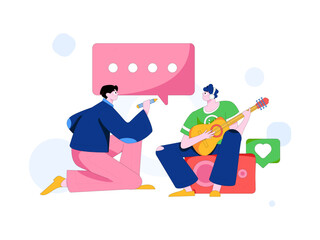 Communicate with consultants flat vector character concept operation hand drawn illustration
