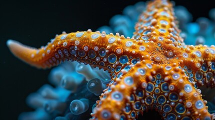 Starfish arm close-up in the style of Nikon D850, macro photography, 32k UHD, National Geographic photo, high detailed, focus stacking