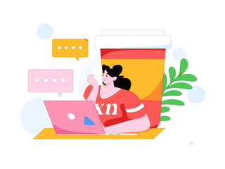 Communicate with consultants flat vector character concept operation hand drawn illustration
