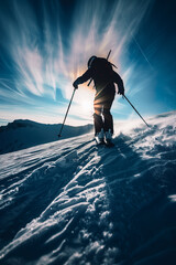 Skier on the top of mountain