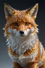 Obraz premium Close-up Portrait of a Red Fox with Water Droplets.