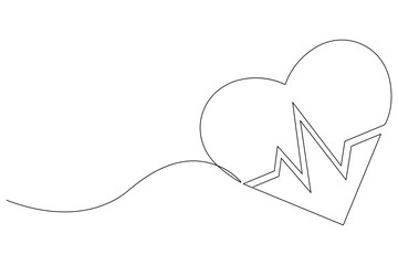 Vector illustration continuous one line art drawing of outline heart design
