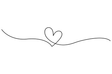 Vector illustration continuous one line art drawing of outline heart design
