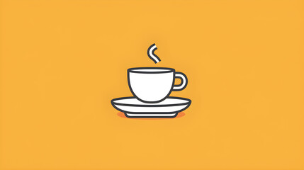Obraz premium Minimalist Steaming Coffee Cup Icon for Beverage Representation in Digital Contexts